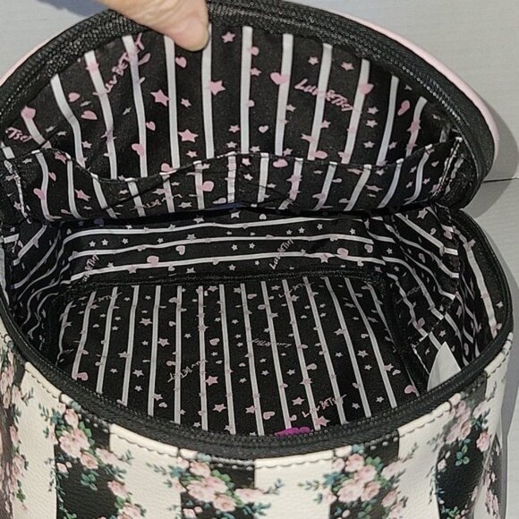 Betsey Johnson Quilted Mini Backpack Bag Pink Black Floral Women\'s Woman\'s main image 7
